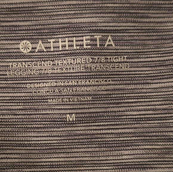 Athleta Transcend Textured 7/8 Activewear Yoga Athleisure Leggings Gray Size M - Picture 3 of 3